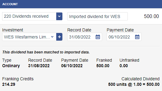 Imported Dividend